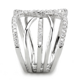 3W1580 - Brass Ring Rhodium Women AAA Grade CZ Clear