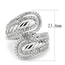 3W1582 - Brass Ring Rhodium Women AAA Grade CZ Clear