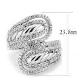 3W1582 - Brass Ring Rhodium Women AAA Grade CZ Clear