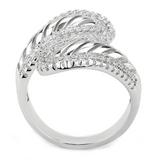 3W1582 - Brass Ring Rhodium Women AAA Grade CZ Clear