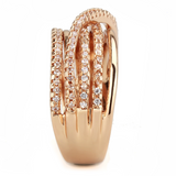 3W1586 - Rose Gold Brass Ring with AAA Grade CZ  in Clear