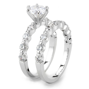 3W1593 - Brass Ring Rhodium Women AAA Grade CZ Clear