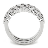 3W1595 - Brass Ring Rhodium Women AAA Grade CZ Clear