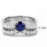 3W1596 - Brass Ring Rhodium Women AAA Grade CZ London Blue