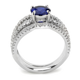 3W1597 - Brass Ring Rhodium Women AAA Grade CZ London Blue
