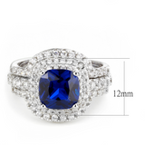 3W1599 - Brass Ring Rhodium Women Synthetic London Blue