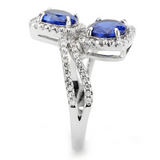 3W1600 - Brass Ring Rhodium Women AAA Grade CZ London Blue
