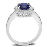 3W1602 - Brass Ring Rhodium Women AAA Grade CZ London Blue