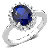 3W1602 - Brass Ring Rhodium Women AAA Grade CZ London Blue