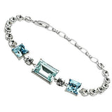 3W176 - Brass Bracelet Rhodium Women Top Grade Crystal Sea Blue