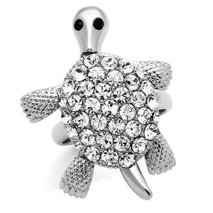 3W178 - Brass Ring Rhodium Women Top Grade Crystal Jet