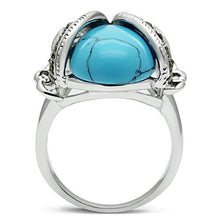 3W181 - Brass Ring Rhodium Women Synthetic Sea Blue