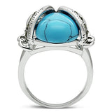 3W181 - Brass Ring Rhodium Women Synthetic Sea Blue