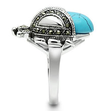 3W181 - Brass Ring Rhodium Women Synthetic Sea Blue
