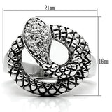 3W183 - Brass Ring Rhodium Women Top Grade Crystal Clear