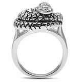 3W183 - Brass Ring Rhodium Women Top Grade Crystal Clear