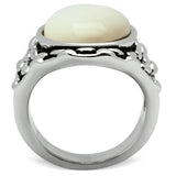 3W186 - Brass Ring Rhodium Women Precious Stone White