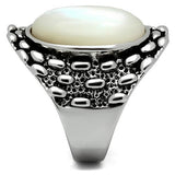 3W186 - Brass Ring Rhodium Women Precious Stone White
