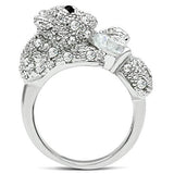 3W187 - Brass Ring Rhodium Women AAA Grade CZ Clear