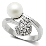 3W192 - Brass Ring Rhodium Women Synthetic White