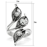 3W193 - Brass Ring Rhodium Women Top Grade Crystal Clear