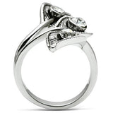 3W193 - Brass Ring Rhodium Women Top Grade Crystal Clear