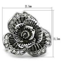 3W198 - Brass Ring Rhodium Women Top Grade Crystal Clear