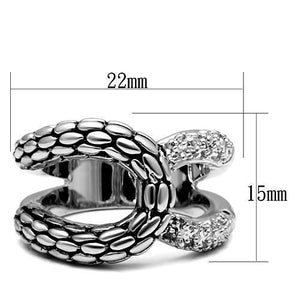 3W202 - Brass Ring Rhodium Women AAA Grade CZ Clear