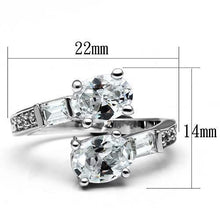 3W203 - Brass Ring Rhodium Women AAA Grade CZ Clear