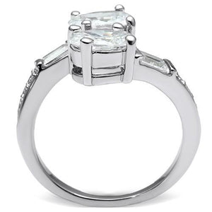 3W203 - Brass Ring Rhodium Women AAA Grade CZ Clear