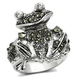 3W205 - Brass Ring Rhodium Women Top Grade Crystal Clear