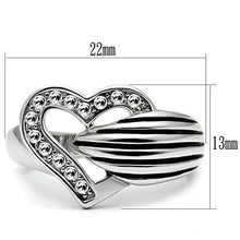 3W219 - Brass Ring Rhodium Women Top Grade Crystal Clear