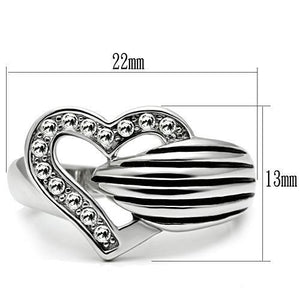 3W219 - Brass Ring Rhodium Women Top Grade Crystal Clear