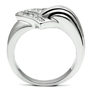 3W219 - Brass Ring Rhodium Women Top Grade Crystal Clear