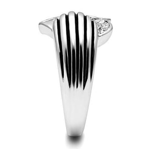 3W219 - Brass Ring Rhodium Women Top Grade Crystal Clear