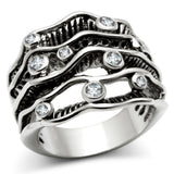 3W221 - Brass Ring Rhodium Women AAA Grade CZ Clear