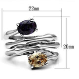 3W224 - Brass Ring Rhodium Women AAA Grade CZ Multi Color