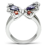 3W233 - Brass Ring Rhodium Women AAA Grade CZ Multi Color