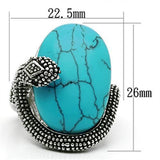 3W255 - Brass Ring Rhodium Women Synthetic Sea Blue