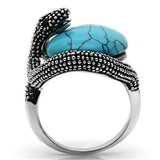3W255 - Brass Ring Rhodium Women Synthetic Sea Blue