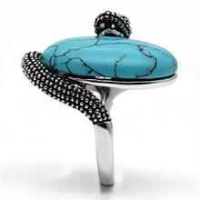 3W255 - Brass Ring Rhodium Women Synthetic Sea Blue