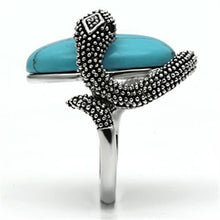 3W255 - Brass Ring Rhodium Women Synthetic Sea Blue