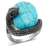 3W255 - Brass Ring Rhodium Women Synthetic Sea Blue