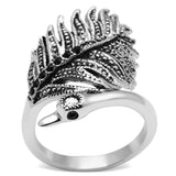 3W258 - Brass Ring Rhodium Women Top Grade Crystal Black Diamond