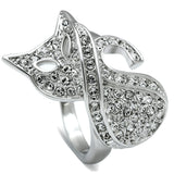 3W260 - Brass Ring Rhodium Women Top Grade Crystal Clear