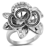 3W261 - Brass Ring Rhodium Women AAA Grade CZ Clear