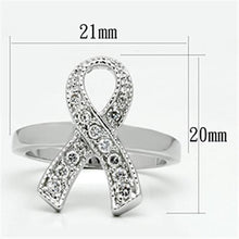 3W263 - Rhodium Brass Ring with AAA Grade CZ  in Clear