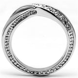 3W264 - Brass Ring Rhodium Women Top Grade Crystal Clear