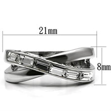 3W269 - Brass Ring Rhodium Women Top Grade Crystal Clear