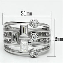 3W271 - Brass Ring Rhodium Women AAA Grade CZ Clear